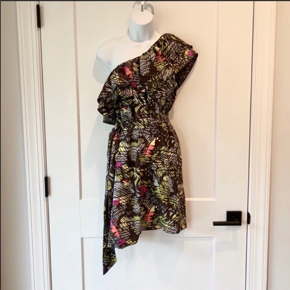 Alice & Trixie Silk One Shoulder Belted Dress - Picture 2 of 9